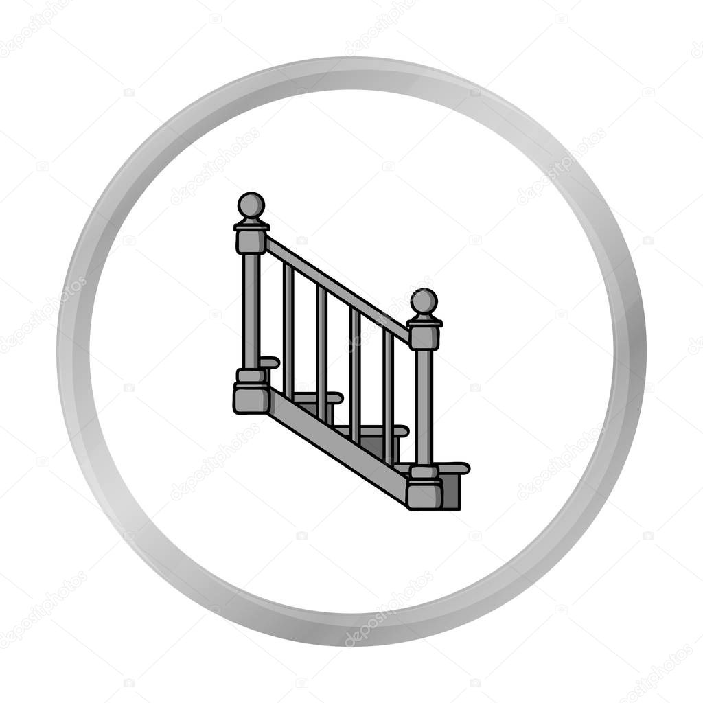 Stairs icon in monochrome style isolated on white background. Sawmill and timber symbol stock vector illustration.