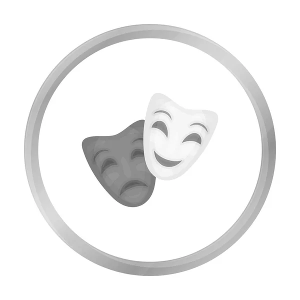 Ícone de máscaras de teatro em estilo monocromático isolado em fundo branco. Ilustração do vetor do estoque do símbolo do teatro — Vetor de Stock