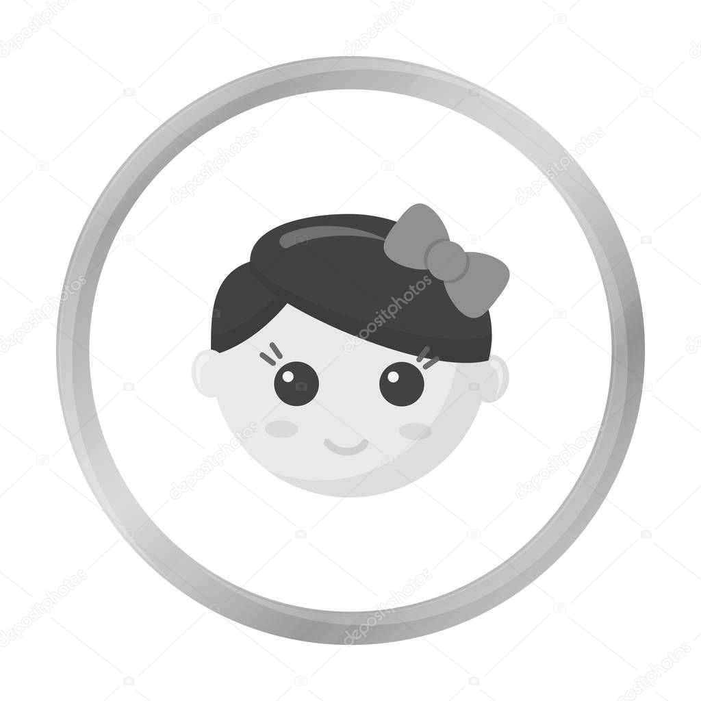 Girl face monochrome icon. Illustration for web and mobile.