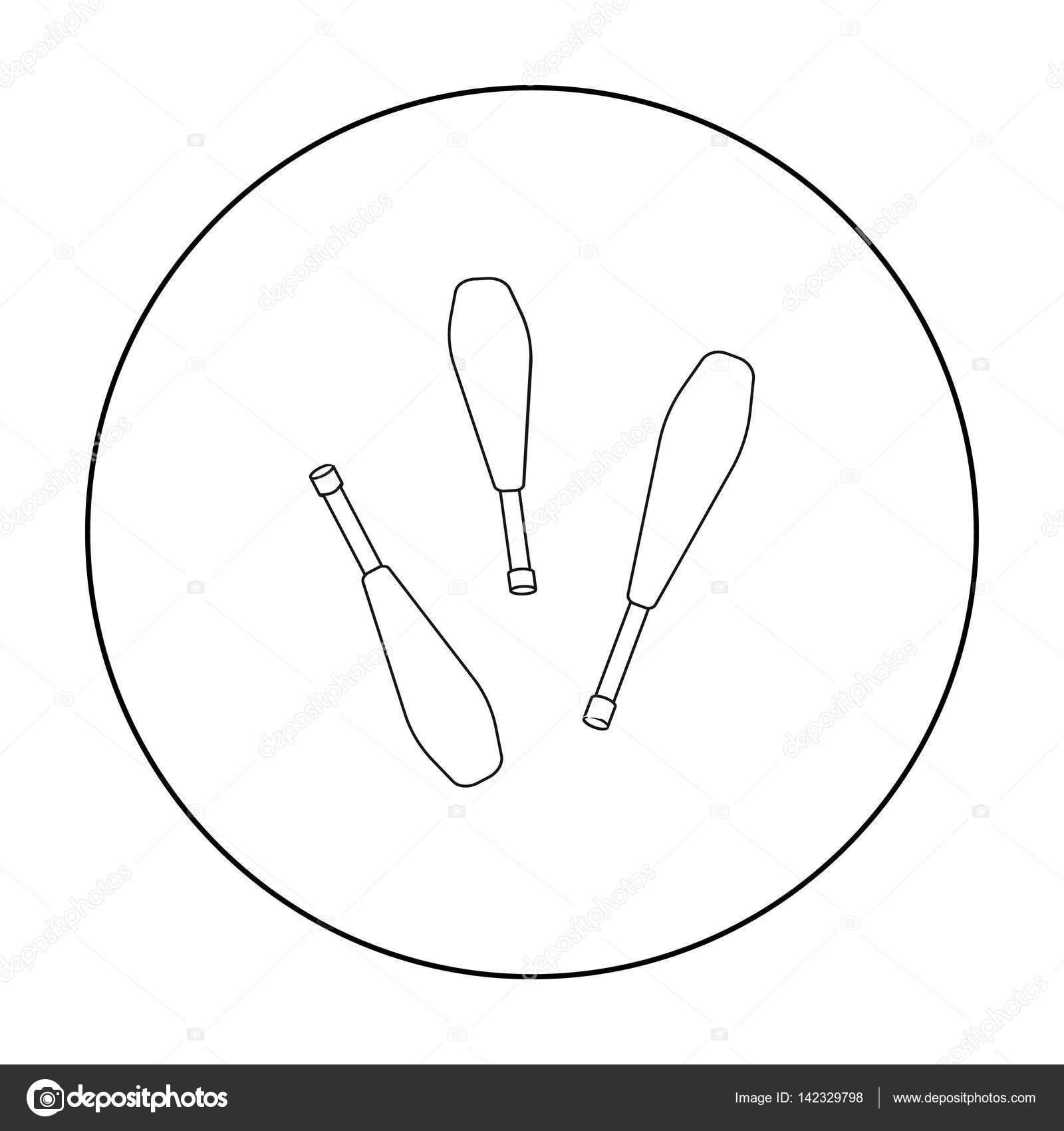 Juggling clubs icon in outline style isolated on white background