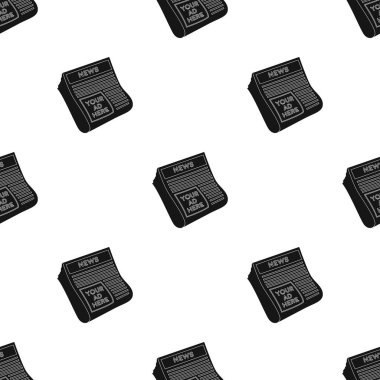 Seri ilanlar gazete simge siyah stil beyaz arka plan üzerinde izole içinde. Reklam desen hisse senedi vektör çizim.