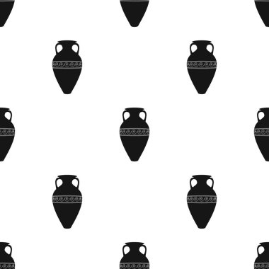 Yunanistan amfora simge siyah stil beyaz arka plan üzerinde izole içinde. Yunanistan desen hisse senedi vektör çizim.