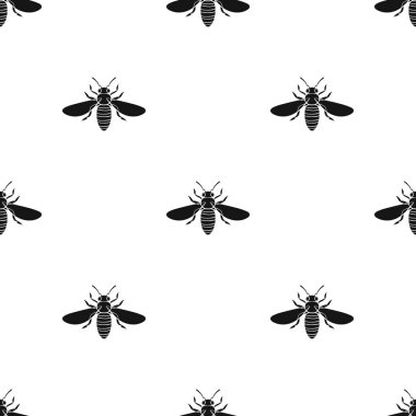 Arı simge siyah stil beyaz arka plan üzerinde izole içinde. Böcekler desen hisse senedi vektör çizim.