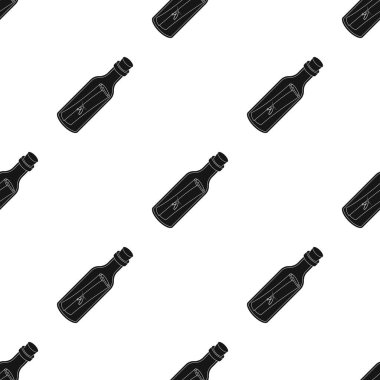 Mesaj şişe simge siyah stil beyaz arka plan üzerinde izole içinde. Korsanlar desen hisse senedi vektör çizim.