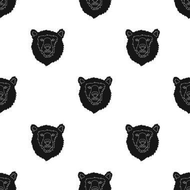 Boz ayı simge siyah stil beyaz arka plan üzerinde izole içinde namlu. Rus ülke desen hisse senedi vektör çizim.