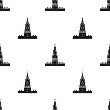 Kremlin simge siyah stil beyaz arka plan üzerinde izole içinde. Rus ülke desen hisse senedi vektör çizim.