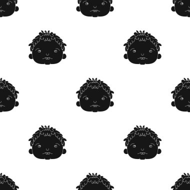 Cavechild yüz simgesi beyaz arka plan üzerinde izole Siyah tarzında. Taş Devri desen hisse senedi vektör çizim.