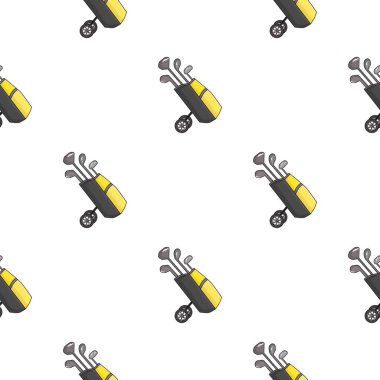 Seyyar kulüpleri simgesi beyaz arka plan üzerinde izole karikatür tarzı ile golf çantası. Golf Kulübü sembol stok vektör çizim.