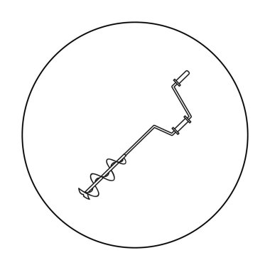 Buz vidası simgesi beyaz arka plan üzerinde izole anahat tarzı Balık tutma. Balık tutma sembol stok vektör çizim.
