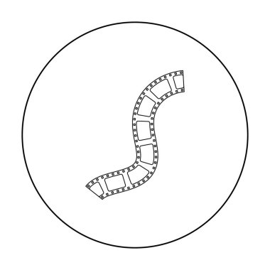 Beyaz arka plan üzerinde izole anahat tarzı film hisse senedi simgesi. Filmler ve sinema sembol stok illüstrasyon vektör.