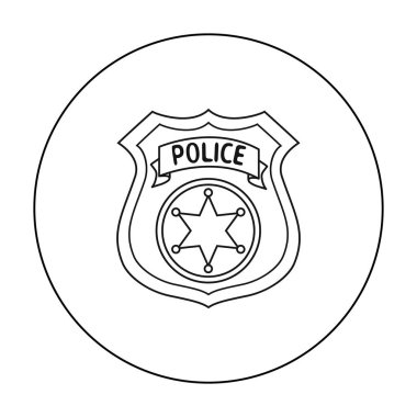 Polis rozeti simgesi beyaz arka plan üzerinde izole anahat tarzı. Suç sembol stok vektör çizim.