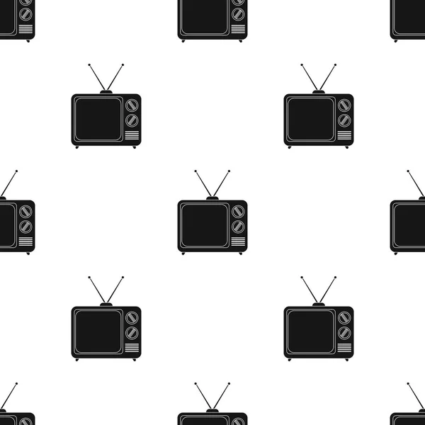 Television advertising icon in black style isolated on white background. Advertising pattern stock vector illustration. — Stock Vector