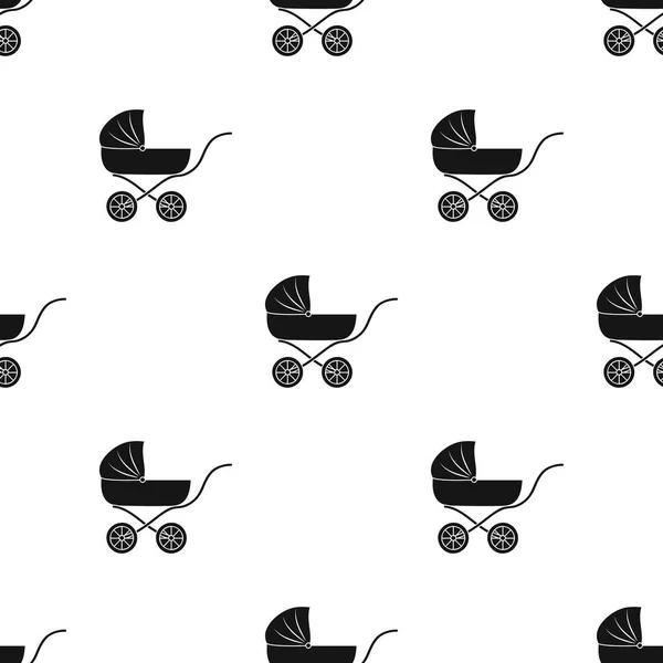 Ícone Pram em estilo preto isolado no fundo branco. Bebê nascido padrão estoque vetor ilustração . — Vetor de Stock