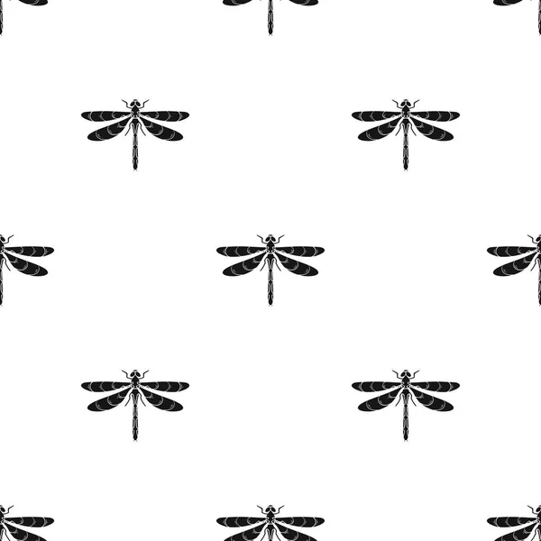 Icono de libélula en estilo negro aislado sobre fondo blanco. Insectos patrón stock vector ilustración . — Archivo Imágenes Vectoriales