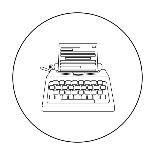 Icono de máquina de escribir en estilo de esquema aislado sobre fondo blanco. Películas y cine símbolo stock vector ilustración . — Vector de stock