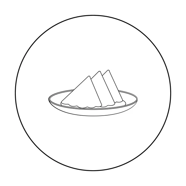 Servilletas plegadas en el icono de la placa en estilo de contorno aislado sobre fondo blanco. Evento servicio símbolo stock vector ilustración . — Vector de stock