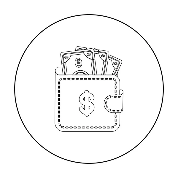 Wallet with cash icon in outline style isolated on white background. E-commerce symbol stock vector illustration. — Stock Vector