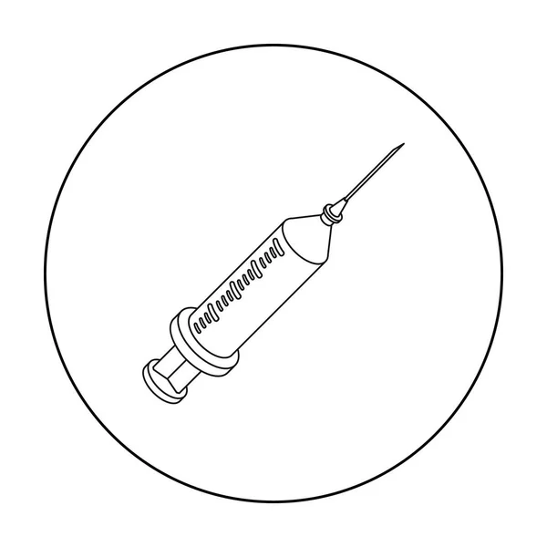 Ícone de seringa em estilo esboço isolado no fundo branco. Ilustração do vetor do estoque do símbolo das drogas . — Vetor de Stock