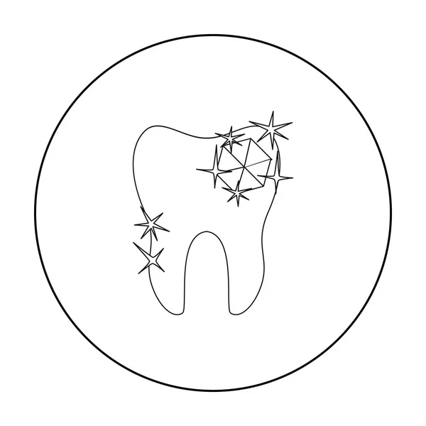 Zahn mit Diamant-Symbol im Umrissstil isoliert auf weißem Hintergrund. Zahnpflege Symbol Lager Vektor Illustration. — Stockvektor