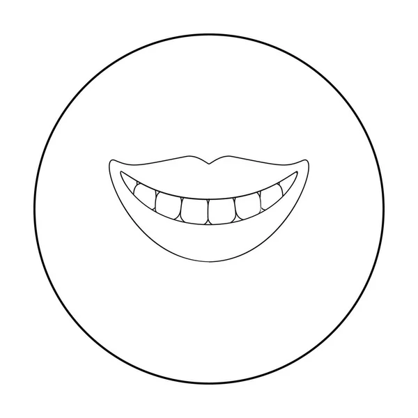 Sonrisa con ícono de dientes blancos en estilo de contorno aislado sobre fondo blanco. cuidado dental símbolo stock vector illustration.s — Archivo Imágenes Vectoriales