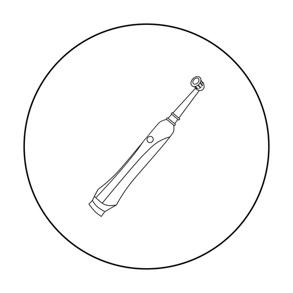 Ícone de escova de dentes elétrica em estilo esboço isolado no fundo branco. Ilustração do vetor do estoque do símbolo do cuidado dental . —  Vetores de Stock