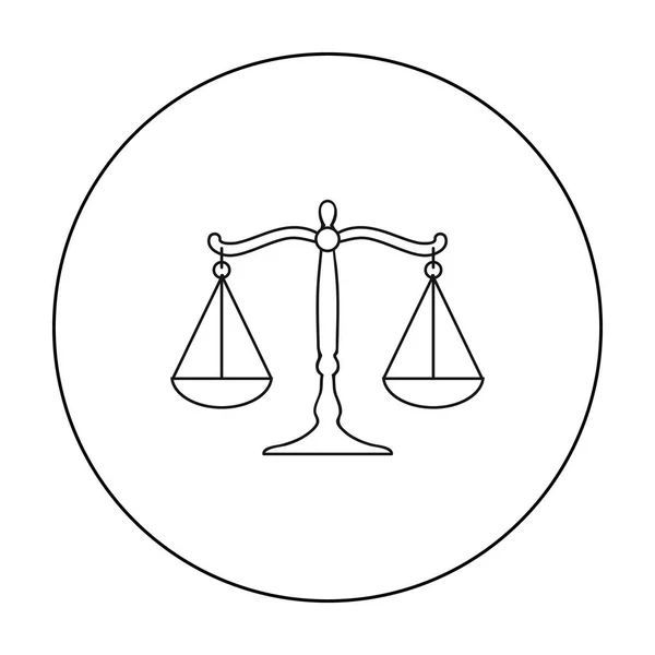Escalas de ícone de justiça em estilo esboço isolado no fundo branco. Crime símbolo estoque vetor ilustração . — Vetor de Stock