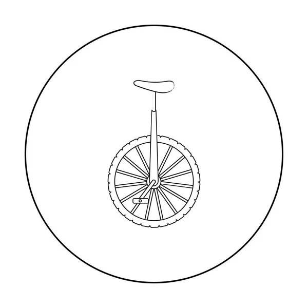 Monocycle ikona stylu kontur na białym tle. Cyrk symbol Stockowa ilustracja wektorowa. — Wektor stockowy