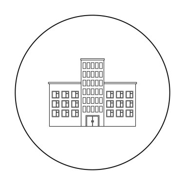 Hastane simgesi anahat. Büyük şehir altyapı anahat simgesinden tek bina.