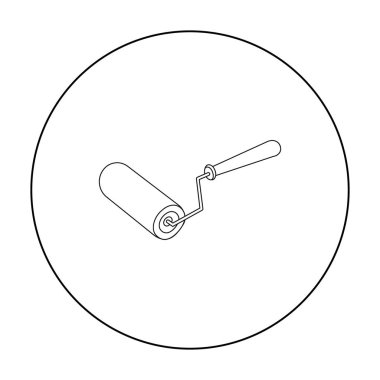 Beyaz arka plan üzerinde izole anahat stilinde boya silindiri simgesi. Kurmak ve sembol stok vektör çizim onarma.