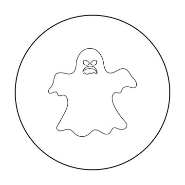 Hayalet simgesi beyaz arka plan üzerinde izole anahat tarzı. Siyah ve beyaz sihirli sembol stok vektör çizim.