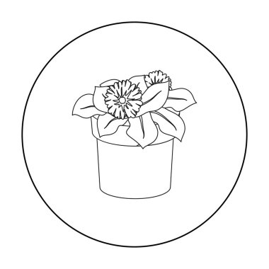 Pot simgesi beyaz arka plan üzerinde izole anahat tarzı çiçek. Biyoloji ve ekoloji sembol stok vektör çizim.