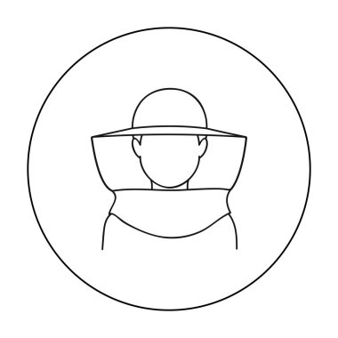 Arıcı simgesi beyaz arka plan üzerinde izole anahat tarzı. Arı kovanı sembol stok vektör çizim