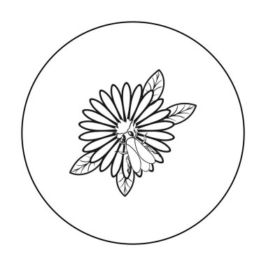 Beyaz arka plan üzerinde izole anahat tarzı çiçek simgesine arı. Arı kovanı sembol stok vektör çizim