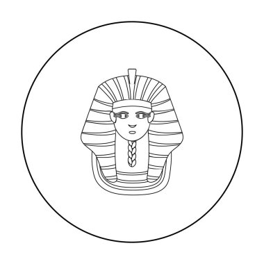 Firavunlar altın maske simgesi beyaz arka plan üzerinde izole anahat tarzı. Antik Mısır sembolü hisse senedi vektör çizim.
