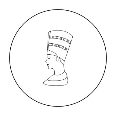 Nefertiti simgesi beyaz arka plan üzerinde izole anahat tarzı büstü. Antik Mısır sembolü hisse senedi vektör çizim.