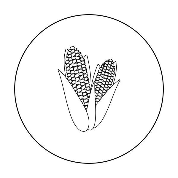 Сладкая кукуруза значок в стиле очертания изолированы на белом фоне. Канадская векторная иллюстрация ко Дню благодарения . — стоковый вектор
