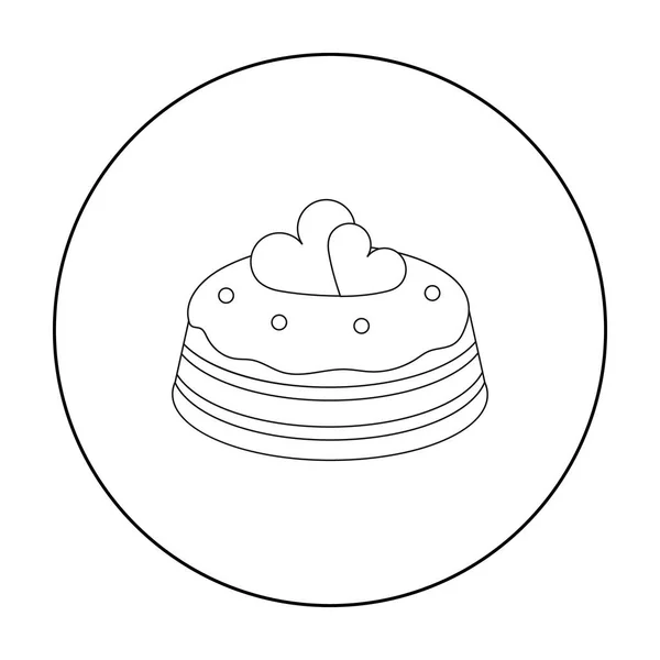 Ciasto z ikoną serca w stylu konspektu na białym tle. Ciasta symbol Stockowa ilustracja wektorowa. — Wektor stockowy