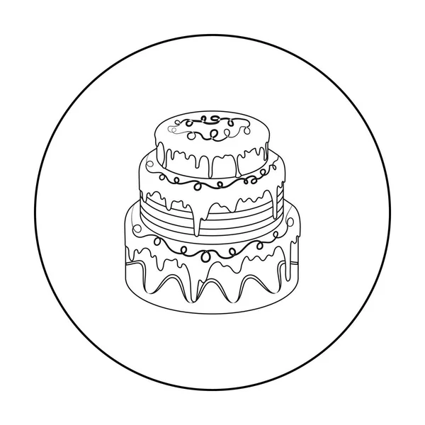Modrý dort třívrstvý ikona ve stylu osnovy izolovaných na bílém pozadí. Dorty symbol akcií vektorové ilustrace. — Stockový vektor