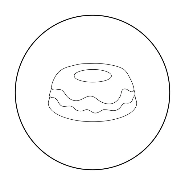 Ikon kue dalam gaya garis besar diisolasi pada latar belakang putih. Ilustrasi stok simbol kue . - Stok Vektor