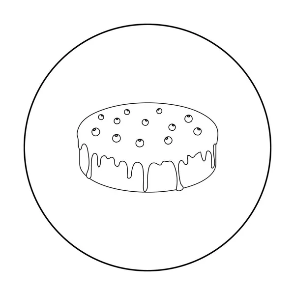 Borówka amerykańska ikona tort w stylu konspektu na białym tle. Ciasta symbol Stockowa ilustracja wektorowa. — Wektor stockowy