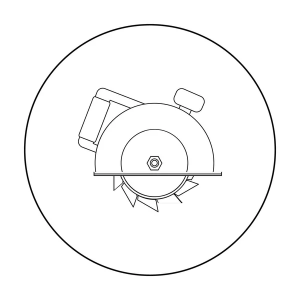 Kreissägensymbol im Umrissstil isoliert auf weißem Hintergrund. Bau und Reparatur von Symbolaktienvektoren Illustration. — Stockvektor