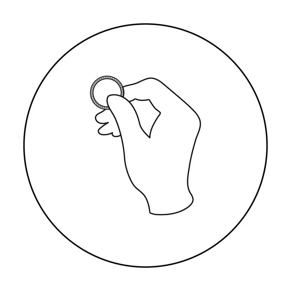 Truco con icono de moneda en estilo de contorno aislado sobre fondo blanco. Ilustración de vector de stock de símbolo de magia en blanco y negro . — Vector de stock