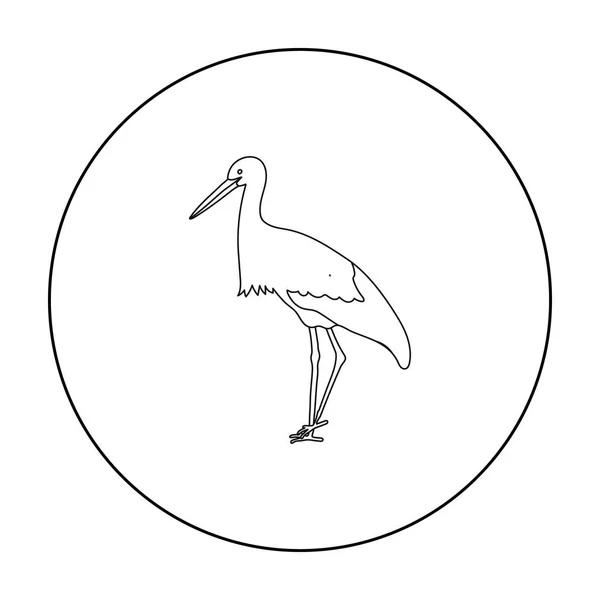 Icona cicogna in stile contorno isolato su sfondo bianco. Illustrazione vettoriale stock simbolo uccello . — Vettoriale Stock
