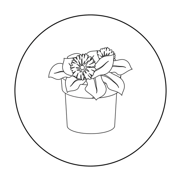 Blume im Topfsymbol im Umrissstil isoliert auf weißem Hintergrund. Bio- und Ökologie-Symbol Aktienvektor-Illustration. — Stockvektor