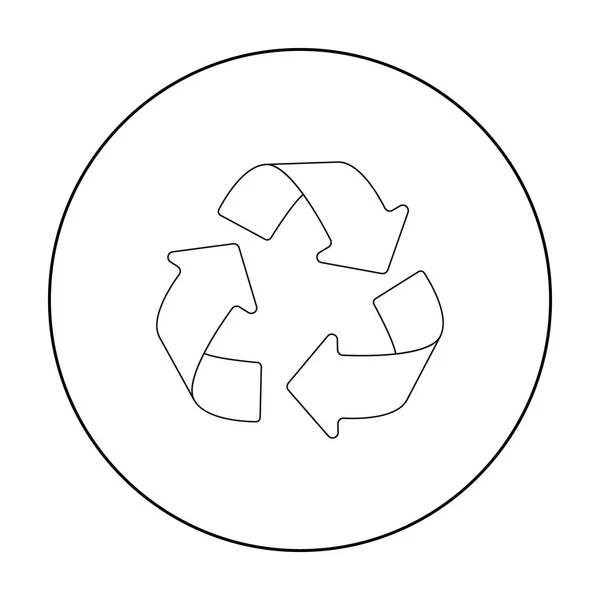 Icône de panneau de recyclage vert dans le style de contour isolé sur fond blanc. Bio et écologie symbole illustration vectorielle de stock . — Image vectorielle