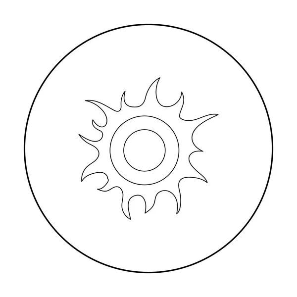 Het pictogram van de zon in kaderstijl geïsoleerd op een witte achtergrond. Bio en ecologie symbool voorraad vectorillustratie. — Stockvector