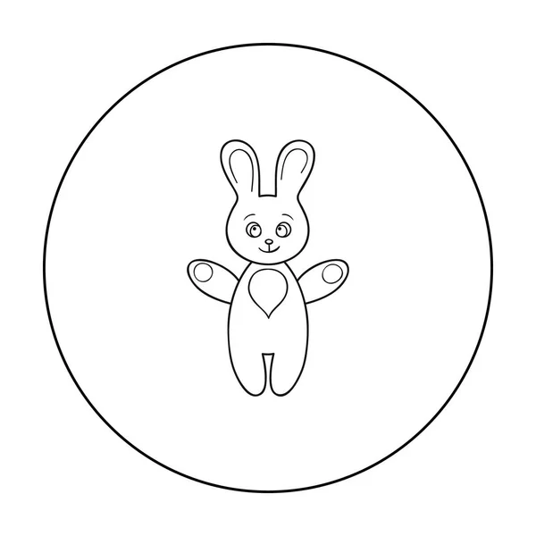 Icône jouet lapin dans le style de contour isolé sur fond blanc. Bébé né symbole illustration vectorielle de stock . — Image vectorielle