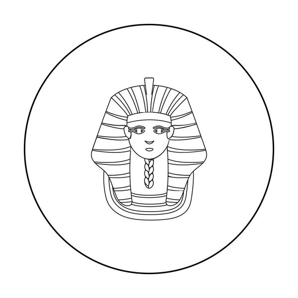 Pharaons icône de masque d'or dans le style de contour isolé sur fond blanc. Illustration vectorielle du symbole Egypte ancienne . — Image vectorielle
