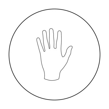 Beyaz arka plan üzerinde izole anahat tarzı el simgesi. Vücut sembol stok vektör çizim parçası.