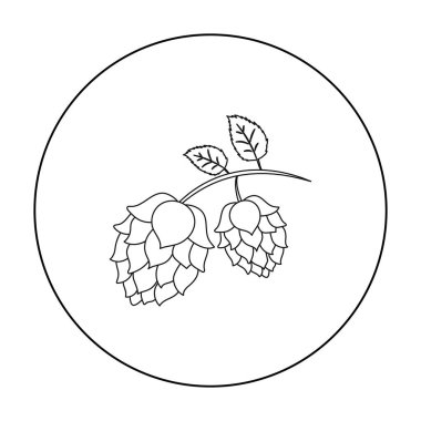 Beyaz arka plan üzerinde izole anahat stili simgesini şerbetçiotu. Oktoberfest sembol stok vektör çizim.